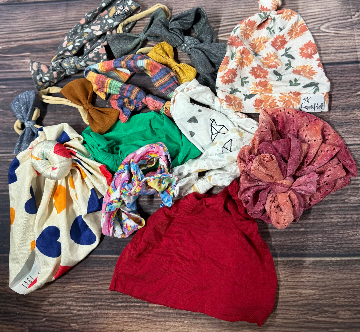 mix of bamboo brand bows & hats