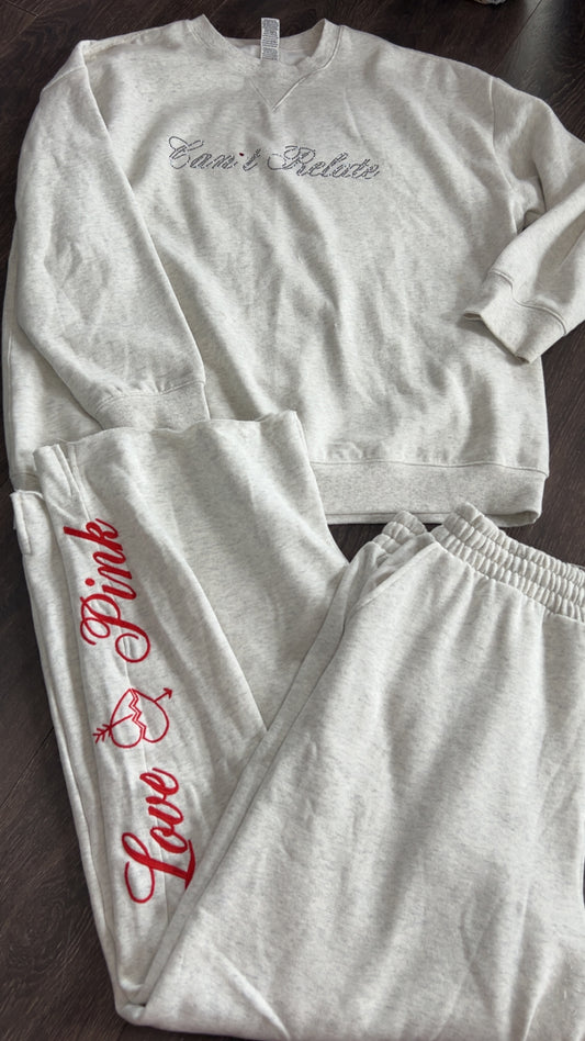 Pink size XL top.. large bottom. Top has staining.