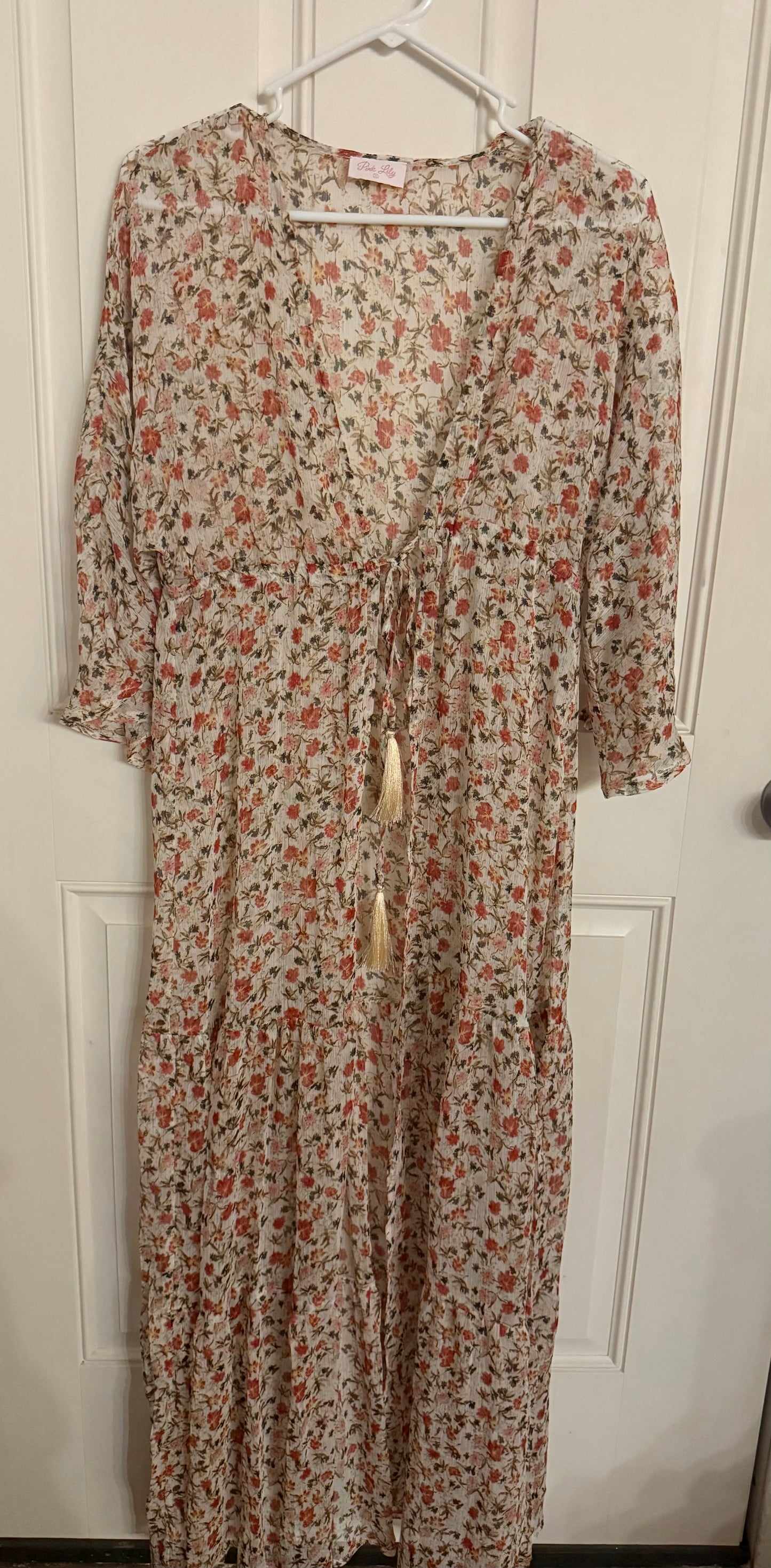 Pink Lily small..maxi kimono
